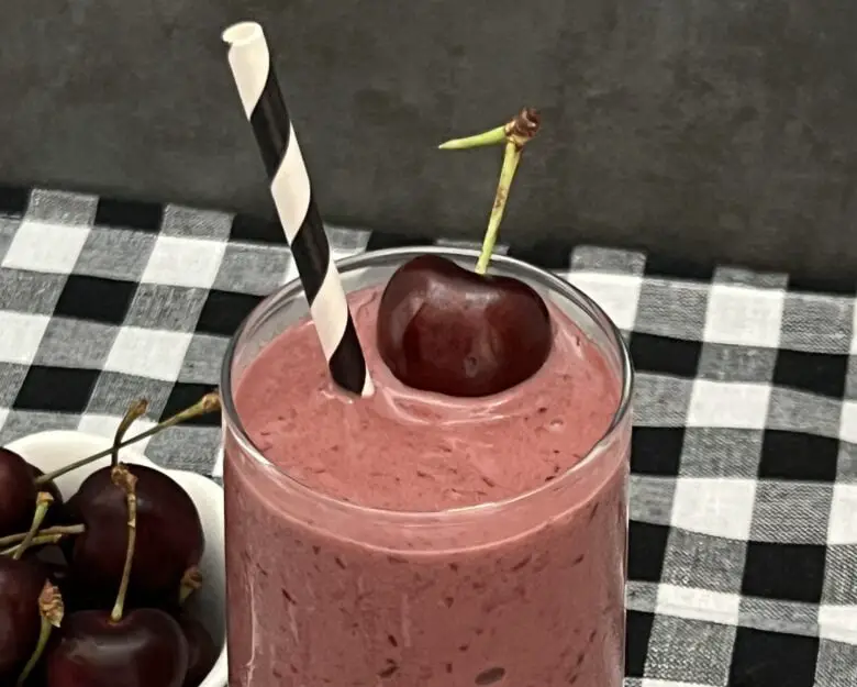 Cherry Vanilla Smoothie is a quick and easy to make beverage recipe the whole family will love. The cherries make this smoothie so delicious. #Smoothies #BreakfastBeverage #DrinkRecipes #FrozenDrinks