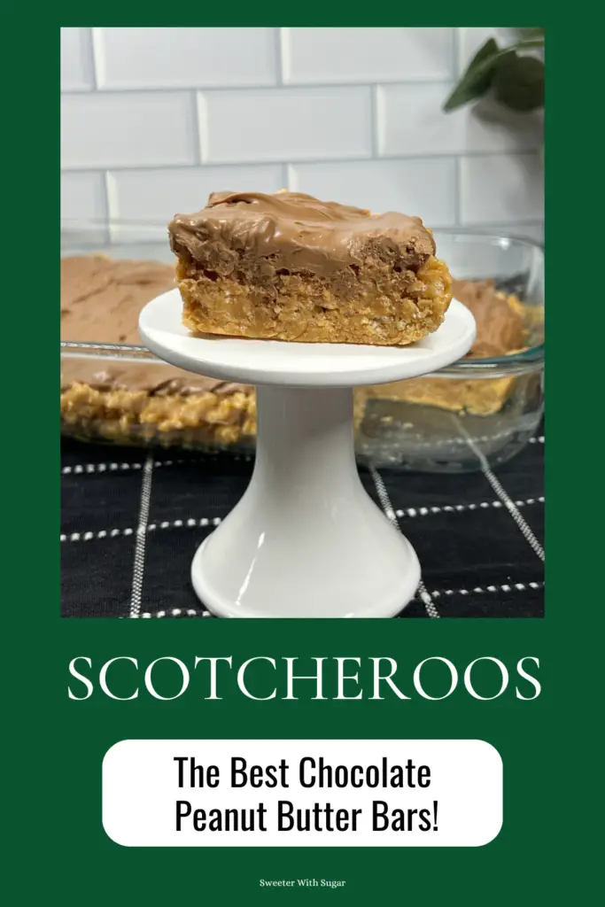 Close-up of chocolate and butterscotch topped Scotcheroos cut into squares.