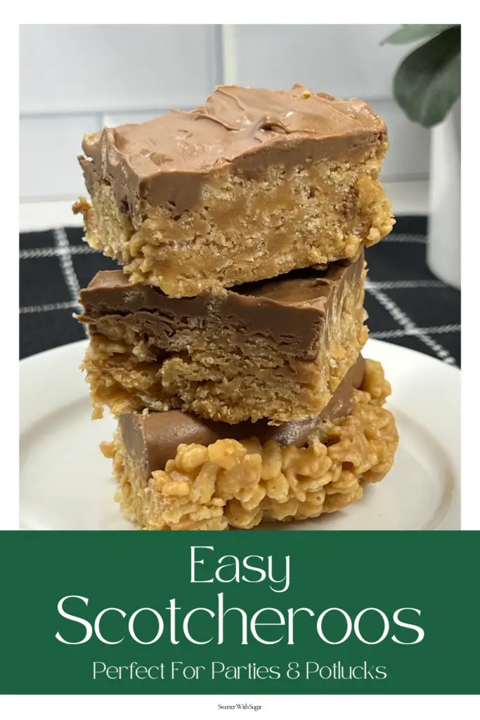 Scotcheroos cut into squares ready to serve at a party.