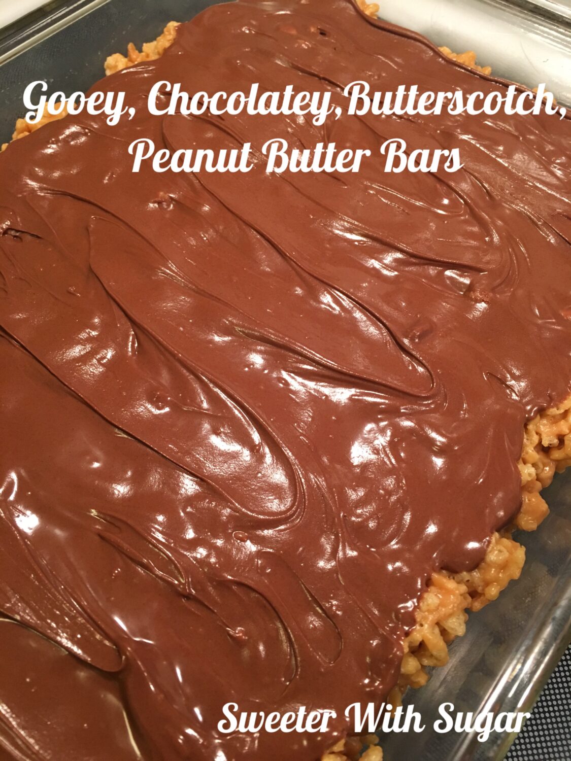 The Best Baby Ruth Bars (Scotcharoos) | Sweeter With Sugar | A simple and delicious treat or dessert the whole family will love. Snack Recipes, Peanut Butter, Rice Krispies, Butterscotch, Chocolate, #Dessert #Butterscotch #Chocolate #PeanutButter #Simple #Treats #Bars