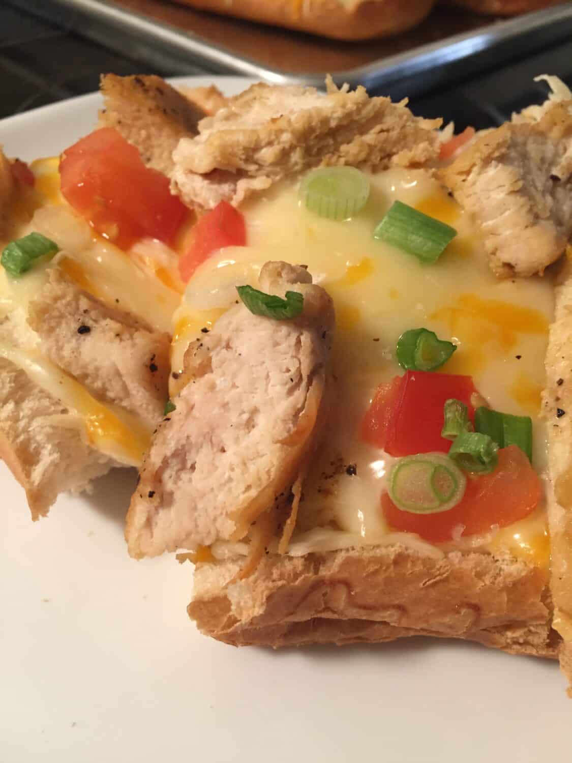 Chicken Garlic French Bread Pizza | Sweeter With Sugar