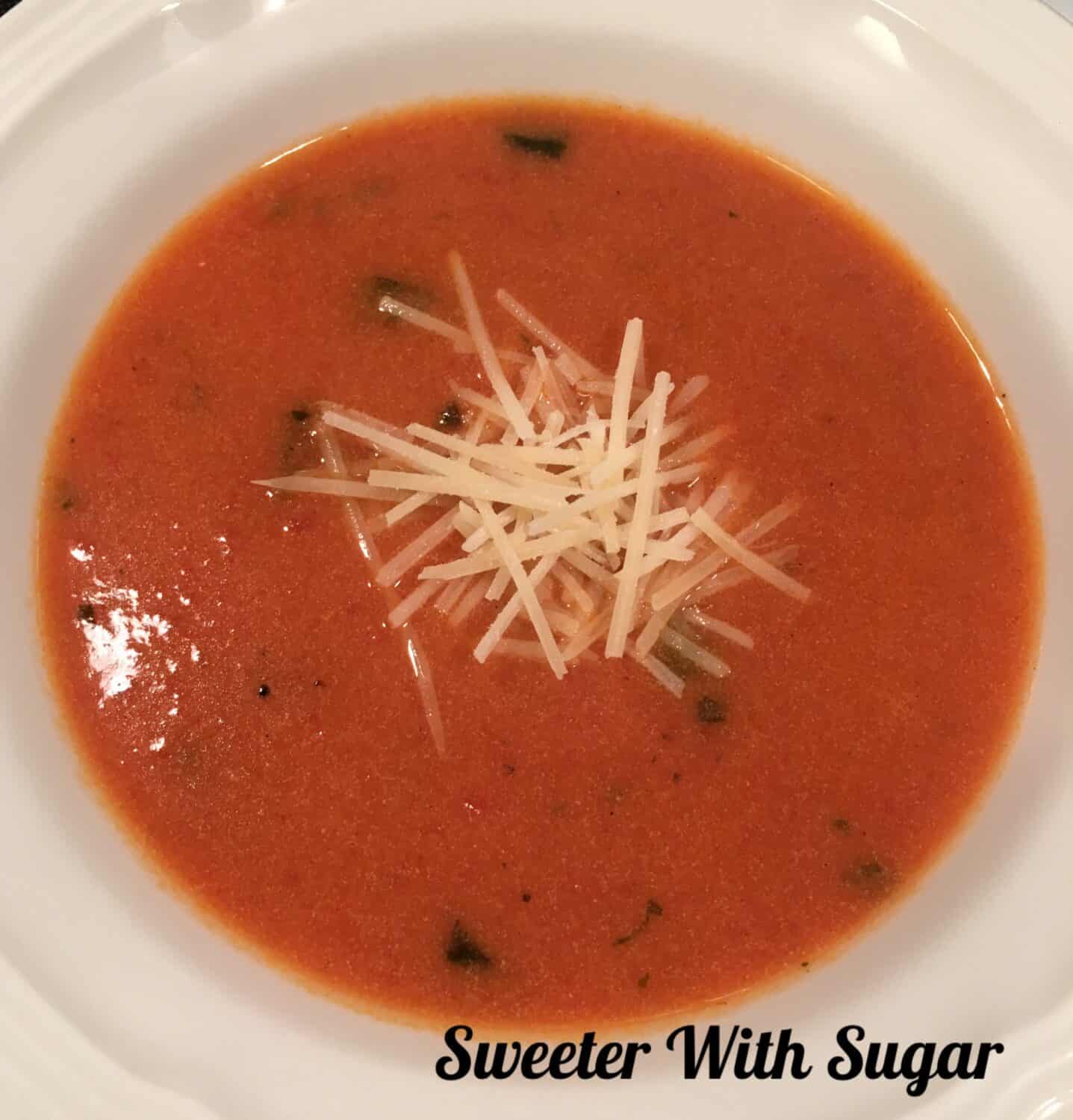 Tomato Basil Pesto Soup | Sweeter With Sugar