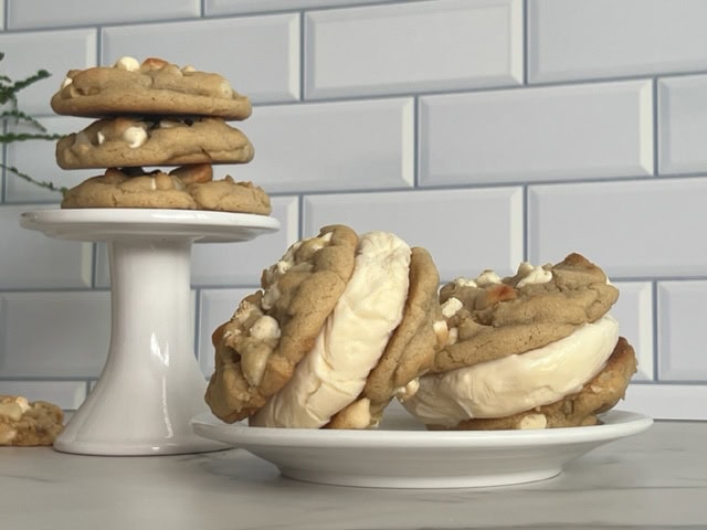 White Chocolate Macadamia Nut Ice Cream Sandwiches are the perfect summer treat. Dads will love them for Father's Day or the Fourth of July!