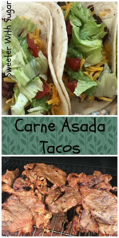 Carne Asada Tacos are the best! The beef is so flavorful-it's delicious! Top it with all kinds of taco toppings-you'll love this taco recipe for dinner anytime! #Barbecue #CarneAsada #Tacos #MexicanRecipes #Grilling