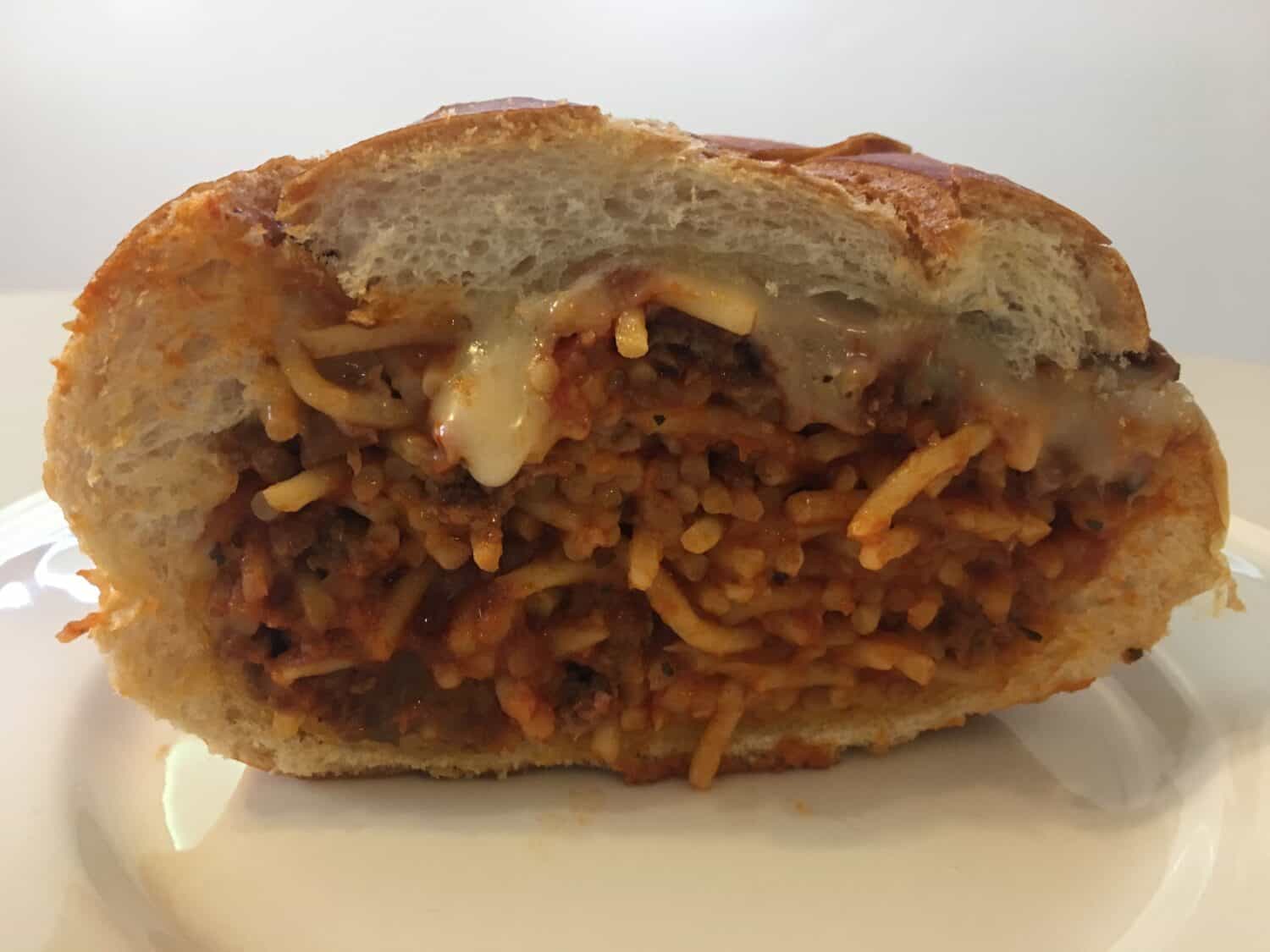 Spaghetti Stuffed Garlic Bread