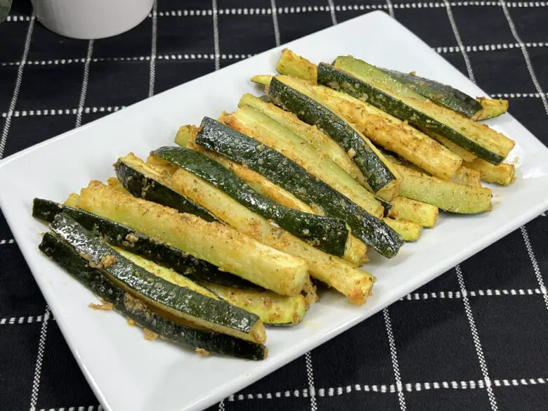 A platter of Baked Parmesan Zucchini ready to serve.
