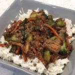 Korean Rice Bowls are a simple dinner recipe made with ground turkey. It is filled with vegetables and a yummy spicy sauce. #DinnerIdeas #AsianDinnerRecipes #GroundTurkey #DinnerRecipes