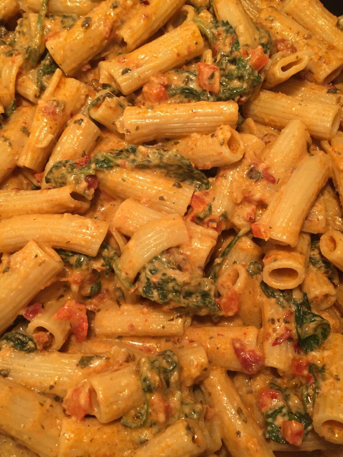 Sun Dried Tomato and Spinach Pasta