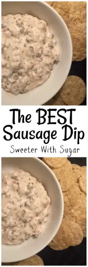 Sausage Dip is an easy appetizer for parties, holidays or any night of the week. It is easy to make and doesn't require a lot of ingredients. #Dips #CrockpotRecipes #Sausage #RoTel #CreamCheese #GameDayRecipes #Parties #Snacks