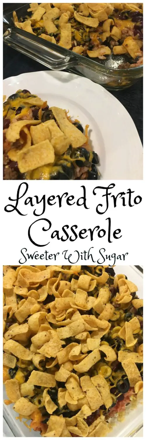 Frito Casserole | Sweeter With Sugar | An easy weeknight dinner, easy casserole, dinner recipes, #easyweeknightdinner #beef #cheesy #familyfriendly
