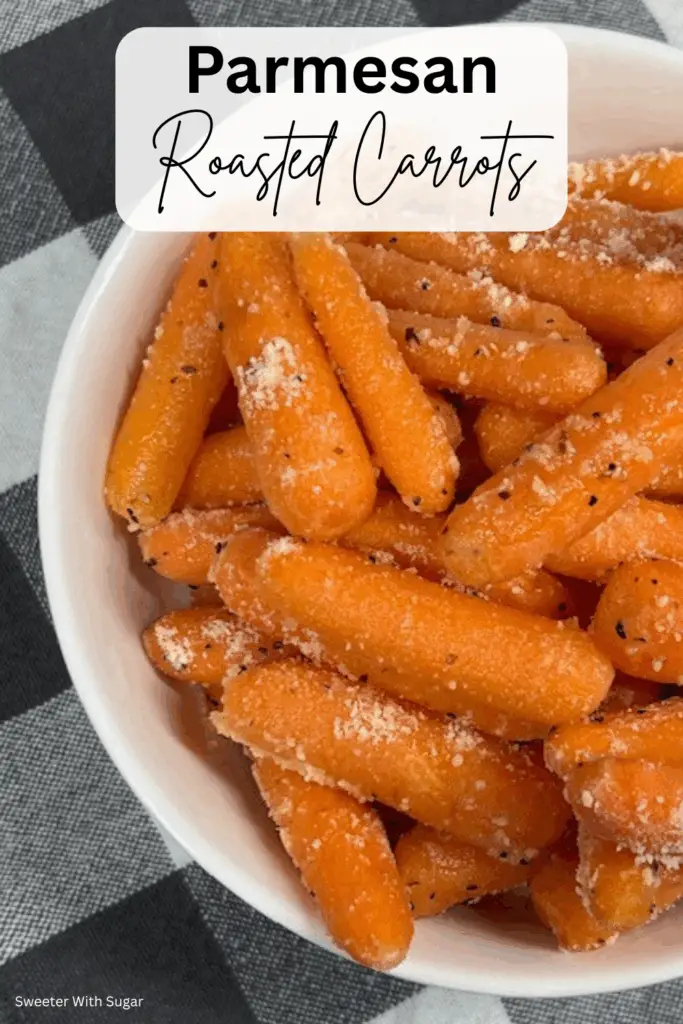 Parmesan Roasted Carrots are an easy, elegant side dish that transforms simple carrots into something truly special. Coated in butter or olive oil, garlic pepper, and a generous sprinkle of grated Parmesan cheese, these carrots roast in the oven until perfectly tender. #OvenRoastedCarrots #EasyVeggieSides #HolidaySideDish #GlutenFree #LowCarb #GarlicParmesanCarrots #RoastedCarrots