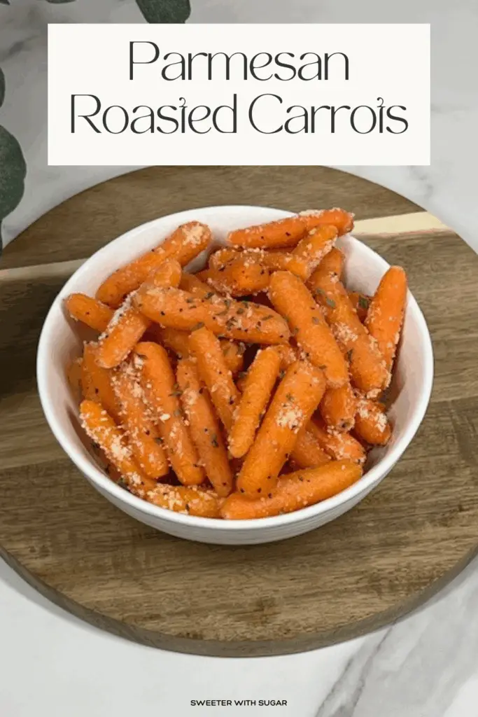 Parmesan Roasted Carrots are an easy, elegant side dish that transforms simple carrots into something truly special. Coated in butter or olive oil, garlic pepper, and a generous sprinkle of grated Parmesan cheese, these carrots roast in the oven until perfectly tender. #OvenRoastedCarrots #EasyVeggieSides #HolidaySideDish #GlutenFree #LowCarb #GarlicParmesanCarrots #RoastedCarrots