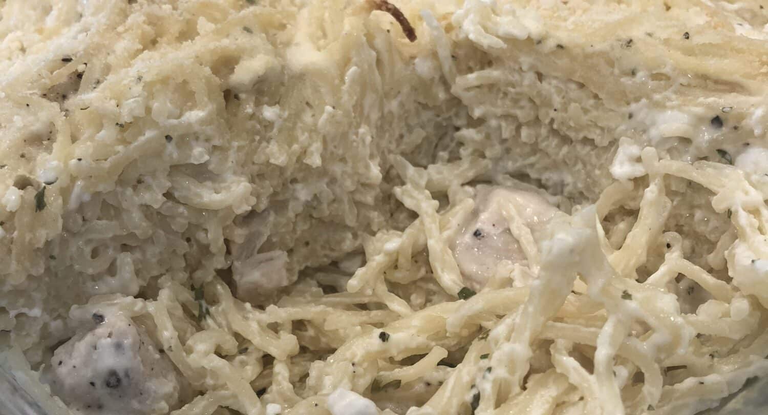 If you are needing an easy dinner to feed A LOT of people, this Cheesy Chicken Alfredo is your go to! I love all the different cheeses that blend together to make this incredible meal.
