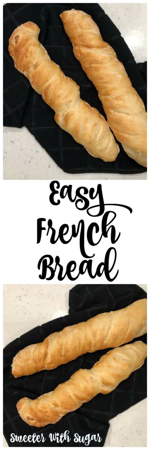 Easy French Bread is a quick and easy bread. It is soft and chewy. This French Bread recipe is perfect for soups or to use to make garlic bread. #FrenchBread #BreadRecipes #HomemadeBread
