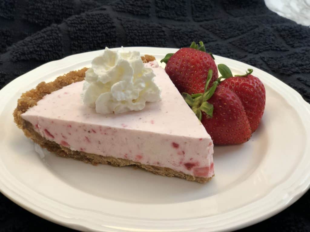 Frozen Strawberry Ice Cream Pie with an Oatmeal Cookie Crumb Crust