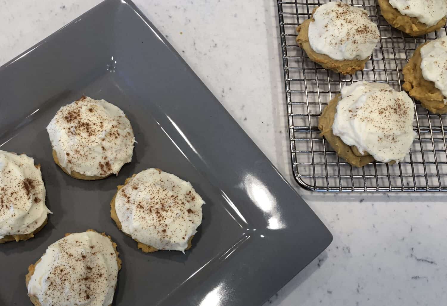 Pumpkin Cookies with Cream Cheese Frosting