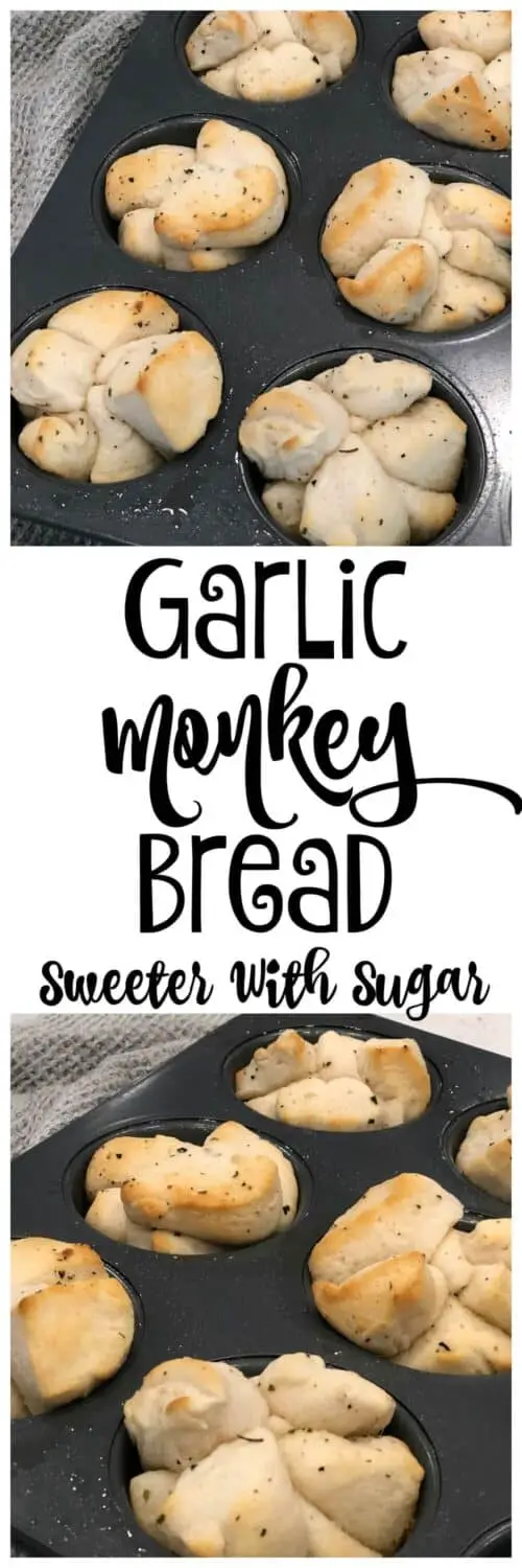 Garlic Monkey Bread is an easy bread side that will go with many main dishes. They are quick to make and only take 8 minutes to bake. #GarlicBread #MonkeyBread #BreadRecipes #EasyBreads