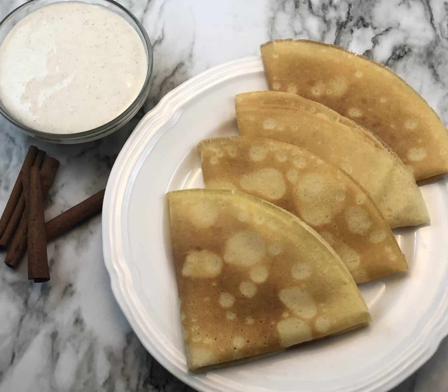 Pumpkin Crepes With Cinnamon Cream Cheese