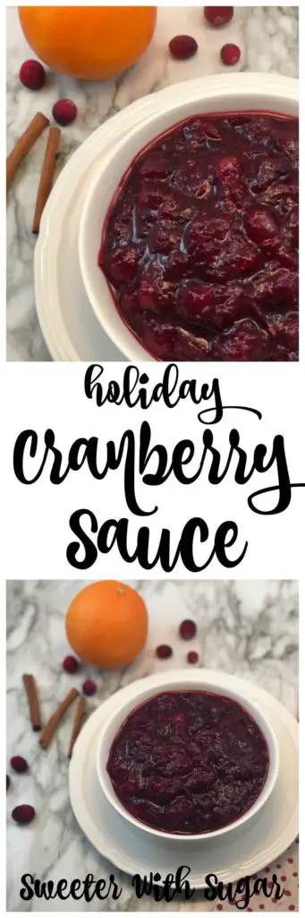 Cranberry Sauce is a super easy traditional recipe that adds a lot of color and flavor to your holiday meals. It tastes great on turkey and turkey sandwiches. #Thanksgiving #Dressings #CranberrySauce #Holiday #Sauces