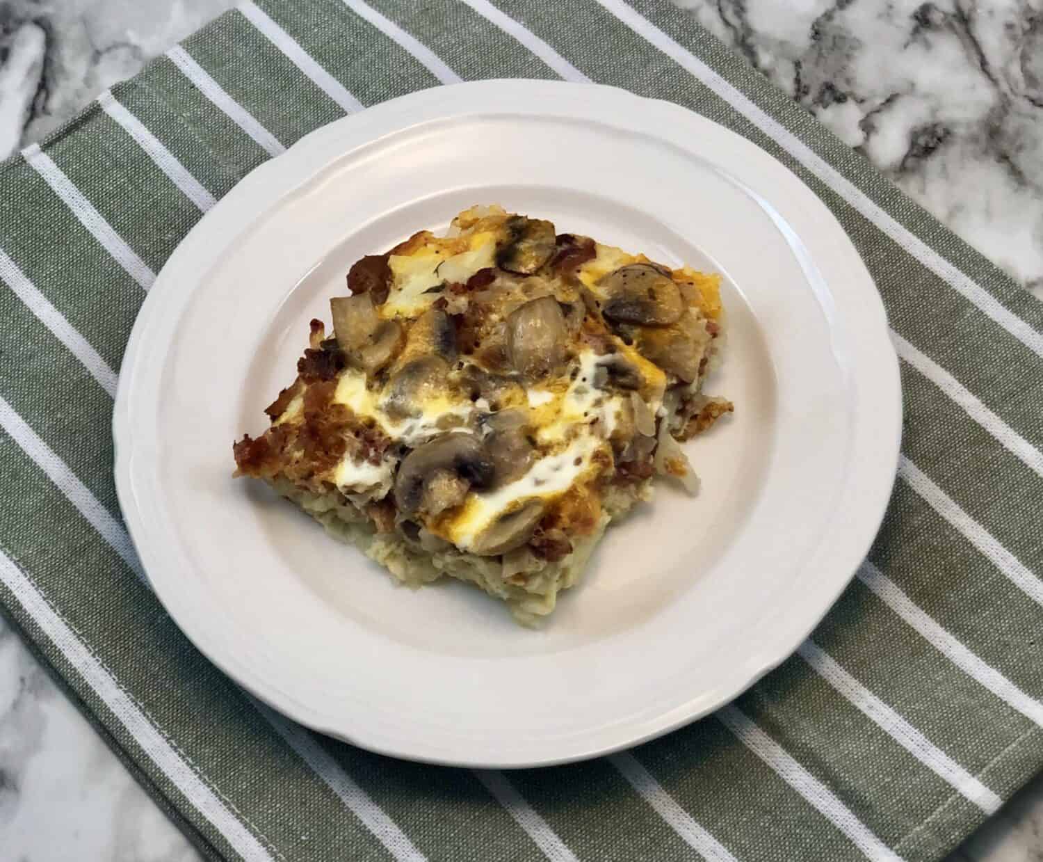 An easy breakfast casserole - Bacon Mushroom Breakfast Casserole