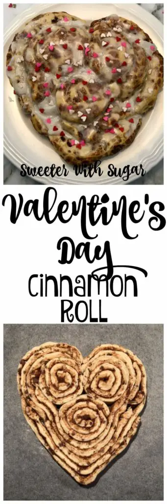 Valentine's Day Cinnamon Roll | Sweeter With Sugar | An easy and delicious breakfast idea. Cinnamon Rolls, Breakfast, Easy, Simple Recipes, Quick Breakfast Ideas, #Breakfast #ValentinesDay #CinnamonRoll #Simple #Easy #KidFriendly #KidFun #Delicious #Family #FamilyRecipes #Holiday