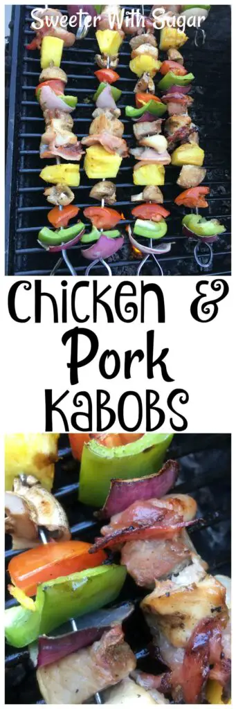 Chicken and Pork Kabobs | Sweeter With Sugar | Grilling Recipes, Barbecue, Kabobs, Easy Dinner Recipes, #grilling #barbecue #dinner #summer #Hawaiian #Kabobs