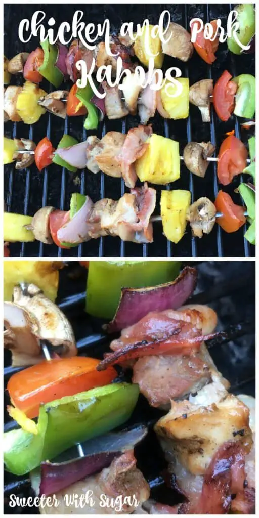 Chicken and Pork Kabobs | Sweeter With Sugar | Grilling Recipes, Barbecue, Kabobs, Easy Dinner Recipes, #grilling #barbecue #dinner #summer #Hawaiian #Kabobs