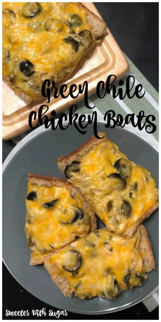 Green Chile Chicken Boats | Sweeter With Sugar | Easy Dinner Recipes, Chicken Recipes, How to, Stuffed French Bread Recipes, #DinnerRecipes #EasyRecipes #MexicanRecipes #Chicken