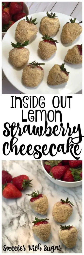 Inside Out Lemon Strawberry Cheesecake | Sweeter With Sugar | Dessert, Cheesecake Recipes, Dessert Ideas, Strawberry, #cheesecake #strawberry #dessert #easydessertideas