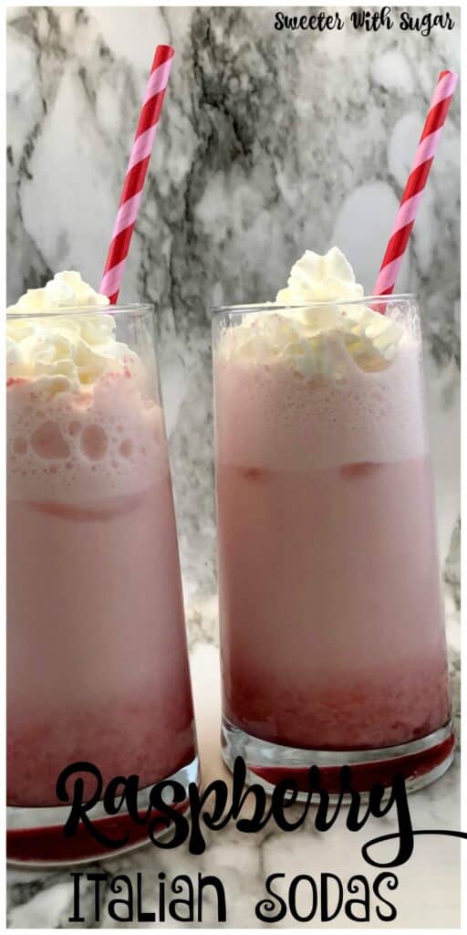 Raspberry Italian Sodas are the best! They are easy to make and are sweet and refreshing. #FlavoredSodas #Raspberry #ItalianSodas #EasyBeverages #SummerFun