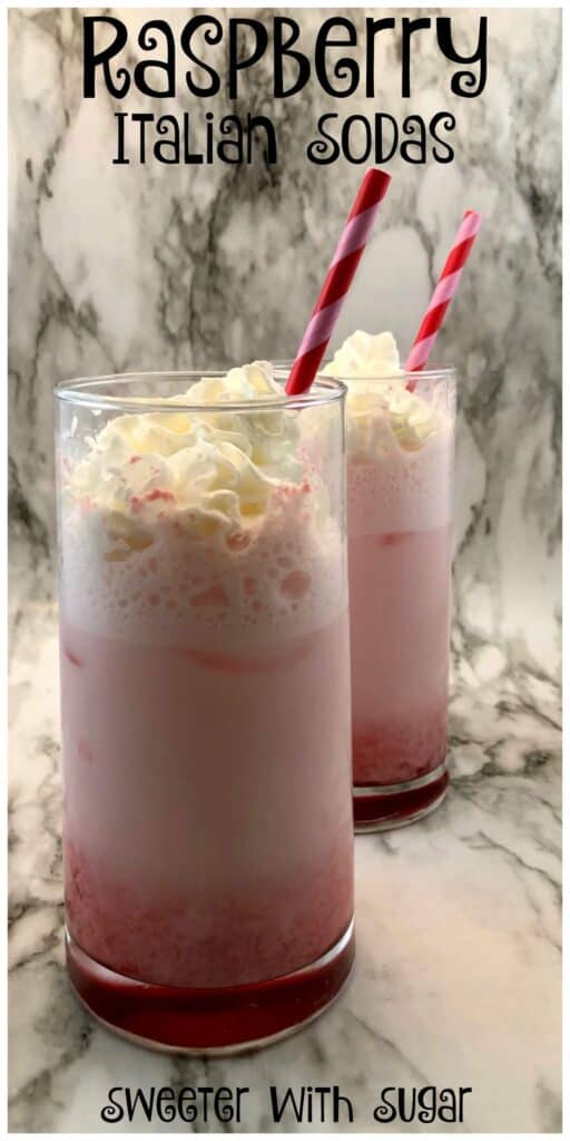 Raspberry Italian Sodas are the best! They are easy to make and are sweet and refreshing. #FlavoredSodas #Raspberry #ItalianSodas #EasyBeverages #SummerFun