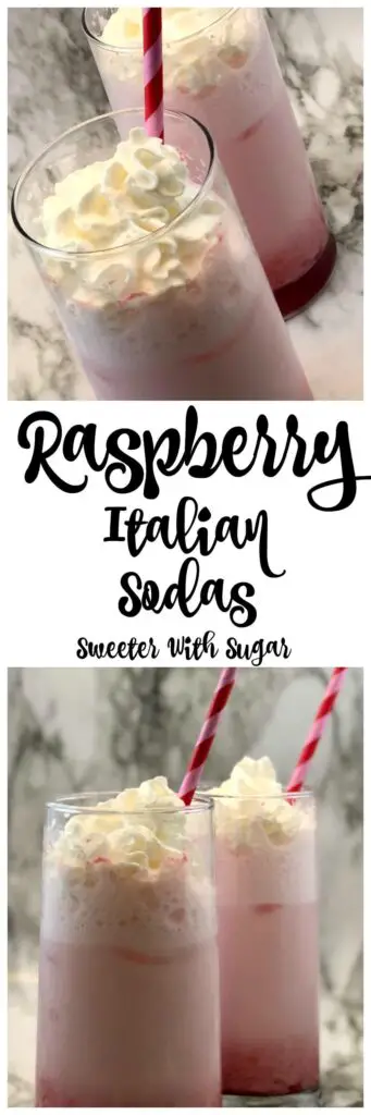 Raspberry Italian Sodas are the best! They are easy to make and are sweet and refreshing. #FlavoredSodas #Raspberry #ItalianSodas #EasyBeverages #SummerFun