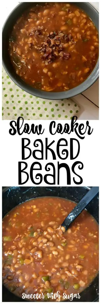 Slow Cooker Baked Beans | Sweeter With Sugar | Barbecue Recipes, Baked Beans, Easy Recipes, Sides, Soups, #bakedbeans #barbecue #easrecipes