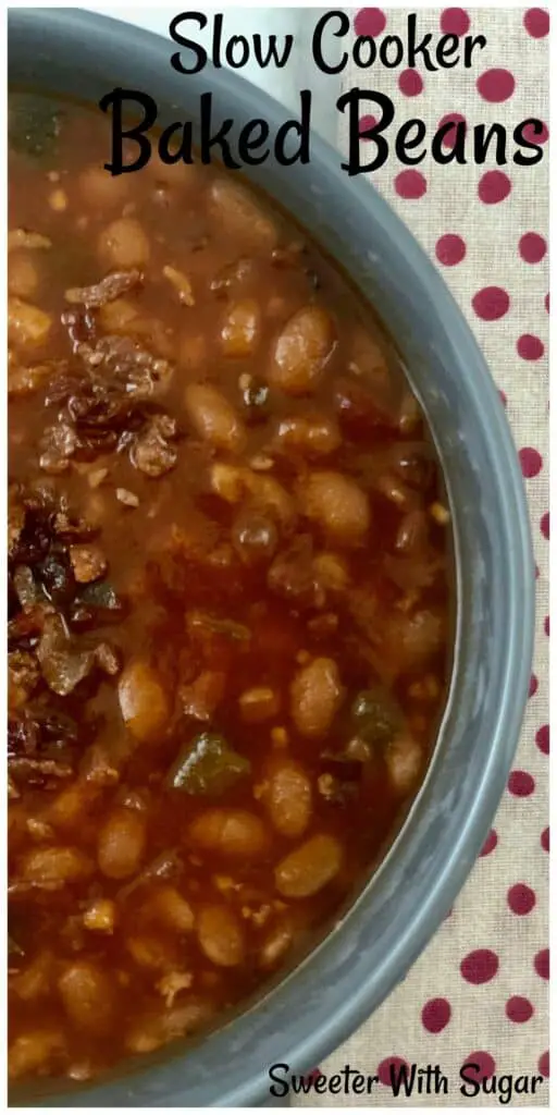 Slow Cooker Baked Beans | Sweeter With Sugar | Barbecue Recipes, Baked Beans, Easy Recipes, Sides, Soups, #bakedbeans #barbecue #easrecipes