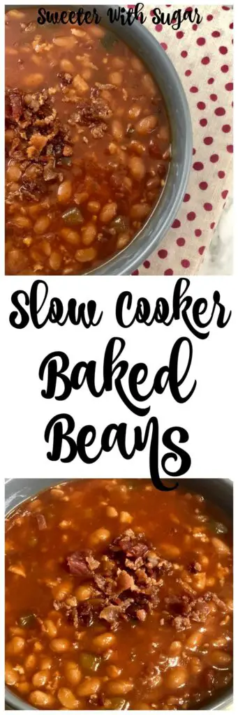 Slow Cooker Baked Beans | Sweeter With Sugar | Barbecue Recipes, Baked Beans, Easy Recipes, Sides, Soups, #bakedbeans #barbecue #easrecipes