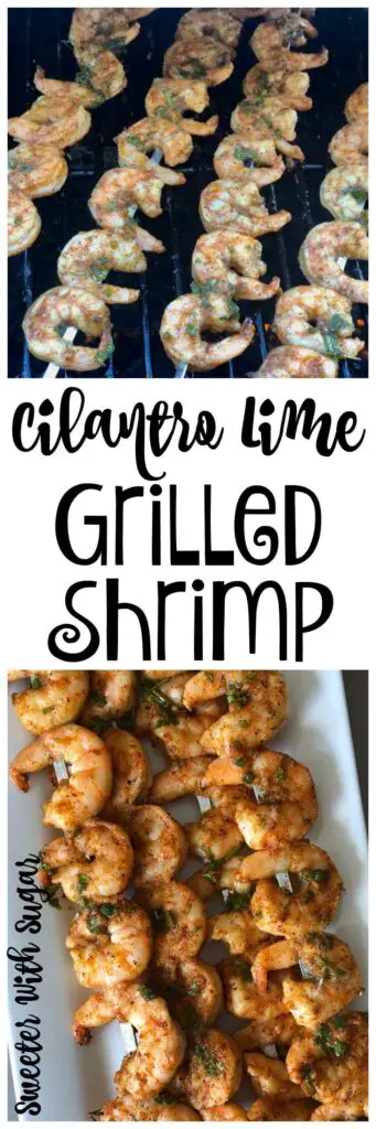 Cilantro Lime Grilled Shrimp is a delicious summer recipe. The marinade is easy to make and makes these grilled shrimp perfect. #Grilling #GrilledShrimp #EasyRecipes #EasyMarinades