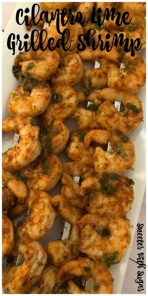 Cilantro Lime Grilled Shrimp is a delicious summer recipe. The marinade is easy to make and makes these grilled shrimp perfect. #Grilling #GrilledShrimp #EasyRecipes #EasyMarinades