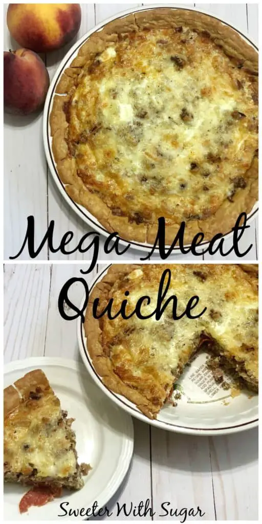 Mega Meat Quiche is an easy breakfast recipe. This Quiche is a great idea for brunch or holiday breakfasts. #Quiche #BreakfastRecipes #Brunch #EasyRecipeIdeas #Meat