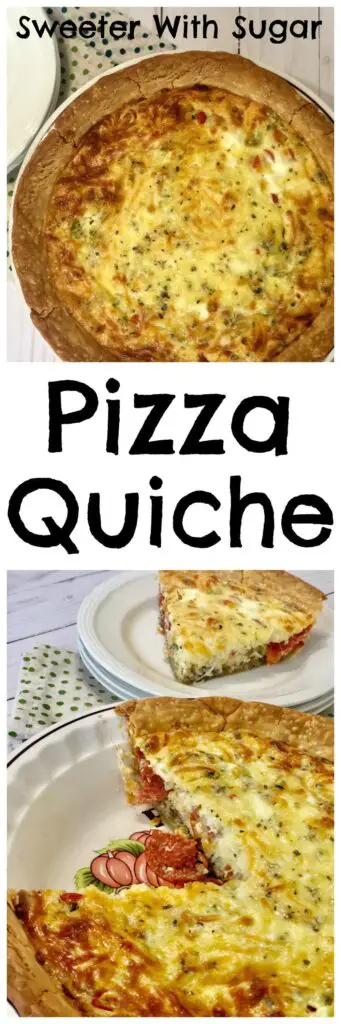 Pizza Quiche is a fun and delicious breakfast recipe that is perfect for holidays, brunch and even for breakfast for dinner. #Quiche #Pizza #Breakfast #Brunch #BreakfastForDinner