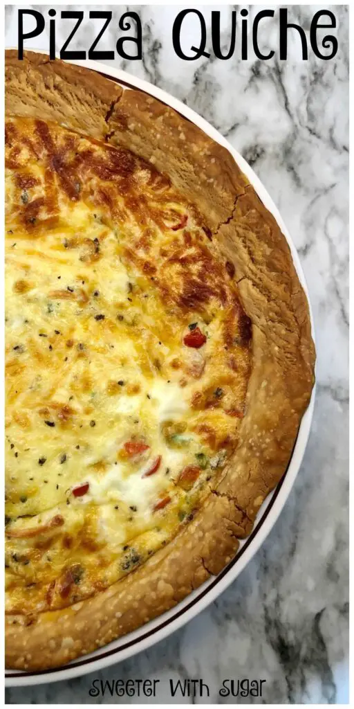 Pizza Quiche is a fun and delicious breakfast recipe that is perfect for holidays, brunch and even for breakfast for dinner. #Quiche #Pizza #Breakfast #Brunch #BreakfastForDinner