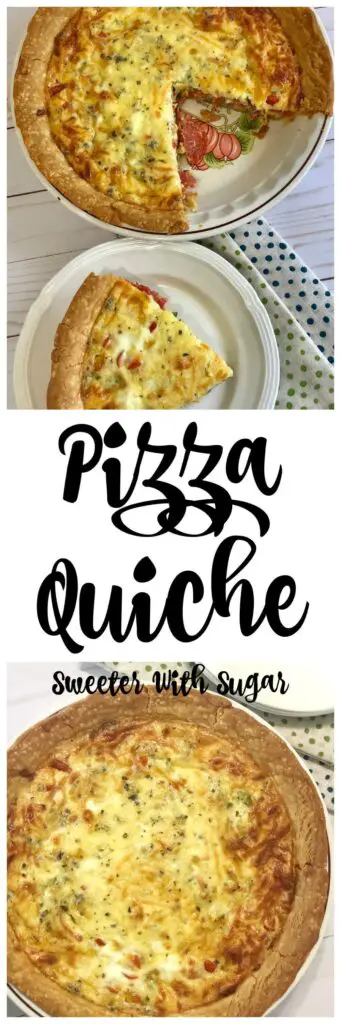 Pizza Quiche is a fun and delicious breakfast recipe that is perfect for holidays, brunch and even for breakfast for dinner. #Quiche #Pizza #Breakfast #Brunch #BreakfastForDinner