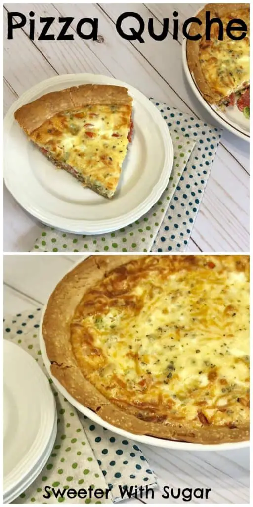 Pizza Quiche is a fun and delicious breakfast recipe that is perfect for holidays, brunch and even for breakfast for dinner. #Quiche #Pizza #Breakfast #Brunch #BreakfastForDinner