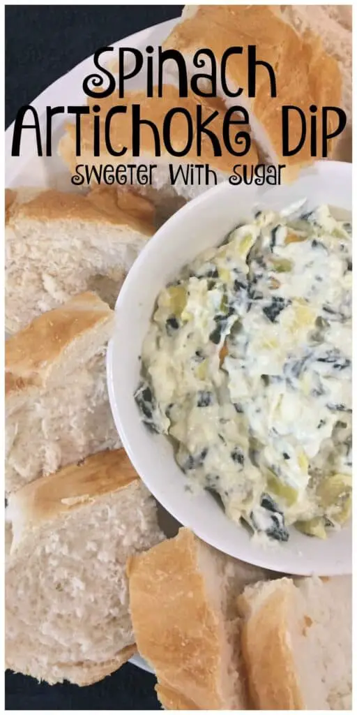 Spinach Artichoke Dip | Sweeter With Sugar | Easy Recipes, Easy Appetizers, Artichoke Dip, Snacks, #DipRecipes #SpinachArtichokeDip #Appetizers #EasyAppetizers