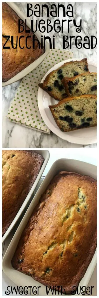 Banana Blueberry Zucchini Bread | Sweeter With Sugar | Bread Recipes, Zucchini Recipes, Easy Recipes, Family Recipes, Snack Recipes, Easy Breakfast Recipes #Bread #EasyRecipes #EasyBreadRecipes #BreakfastIdeas #Blueberry #Banana #Zucchini