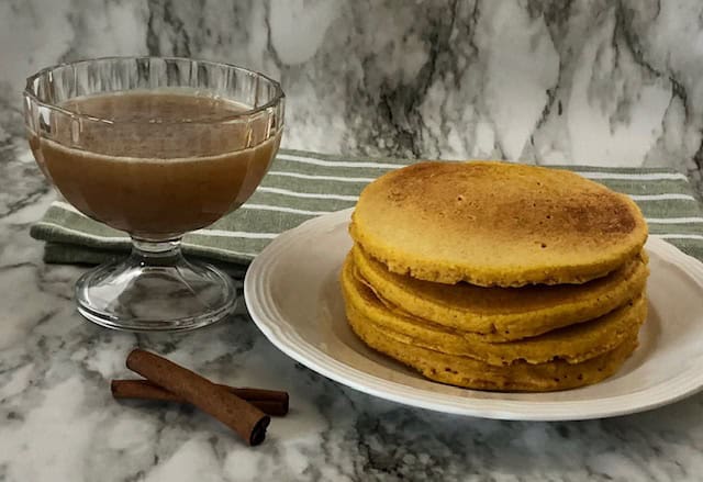 Pumpkin Pancakes with Cinnamon Syrup