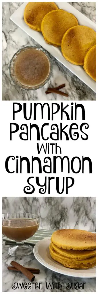 Pumpkin Pancakes with Cinnamon Syrup is a delicious fall breakfast idea. This recipe is easy to make and tastes great. #EasyRecipes #Fall #Breakfast #Pumpkin #Cinnamon #Recipes