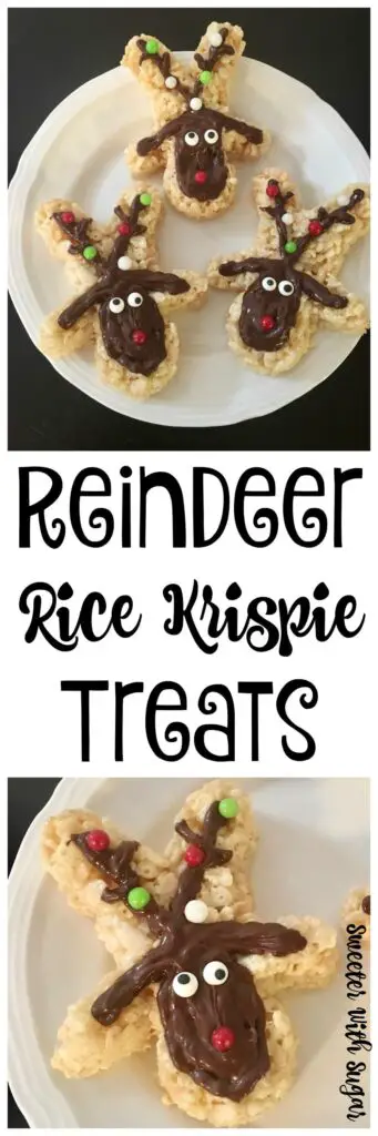 Reindeer Rice Krispie Treats are a fun and adorable treat for the Christmas season. The kids will have fun making and eating them. #RiceKrispieTreats #Holiday #Christmas #ReindeerTreats #PartyIdeas
