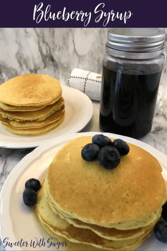 Blueberry Syrup is an easy homemade syrup that is perfect for pancakes, waffles and french toast. It is also yummy over vanilla ice cream. #BlueberryRecipes #SyrupRecipes #BreakfastIdeas #BrunchRecipes #SimpleRecipes