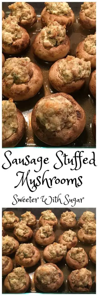 Sausage Stuffed Mushrooms are a delicious stuffed mushroom, perfect for your next party. Sausage Stuffed Mushrooms are an easy to make appetizer.  #PartyAppetizers #Sides #StuffedMushrooms #CreamCheese #Sausage #JimmyDeanSausage #EasyRecipes