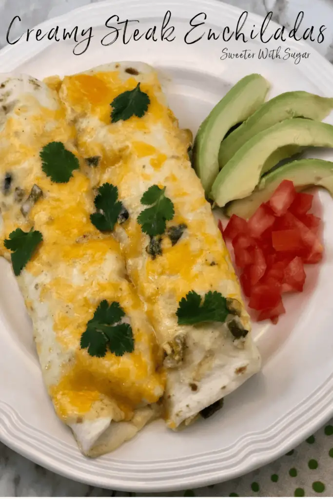 Creamy Steak Enchiladas | Sweeter With Sugar | Beef, Enchiladas, Dinner Recipes, Family Meals, Casseroles, Creamy, #Beef #Enchiladas #CreamySauce #Creamy #Steak #Simple #FamilyRecipes #Delicious